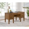 Portico Brown Oak Half Pedestal Desk w/ Power and USB