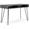 Strumford Charcoal Home Office Desk w/ 2 Open Storage Areas
