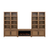 Harbor Bourbon Oak Bookcase Wall with Fireplace Cabinet