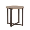 Zander Round End Table w/ Dual Metal Base (Ancient Stone)