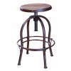 Antique Adjustable Height Backless Stool w/ Curved Legs