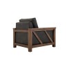 Walnut Black Faux Leather Living Room Set