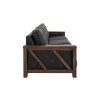 Walnut Black Faux Leather Living Room Set