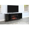 Newport 70-inch Black Oak Media Console w/ Log Electric Fireplace