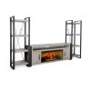 Alpine Grey 126-inch Media Wall w/ Log Electric Fireplace