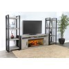 Alpine Grey 126-inch Media Wall w/ Log Electric Fireplace