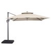 Hero Beige Outdoor Double Top Umbrella w/ Base