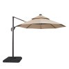 Fera Beige Outdoor Double Top Umbrella w/ LED Light, Built-In Solar Panel and Base