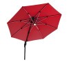 Fera Red Outdoor Double Top Umbrella w/ LED Light and Built-In Solar Panel