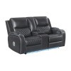 Luna Charcoal Power Reclining Loveseat w/ Console