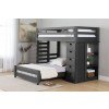Vista Grey Twin over Full Basic Loft Bed w/ Bookcase