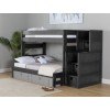Vista Grey Twin over Full Bunk Bed w/ Staircase