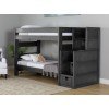 Vista Grey Twin over Twin Bunk Bed w/ Staircase