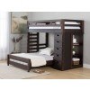 Vista Brown Twin over Full Basic Loft Bed w/ Bookcase