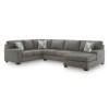 Revenna Greystone 3-Piece Right Chaise Sectional
