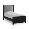 Marzoni Matte Black Upholstered Panel Youth Bed