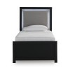Marzoni Matte Black Upholstered Panel Youth Bed
