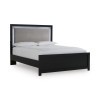 Marzoni Matte Black Upholstered Panel Bed