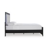 Marzoni Matte Black Upholstered Panel Bed