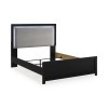 Marzoni Matte Black Upholstered Panel Bed