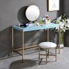 Midriaks Writing Desk w/ Vanity Mirror and Stool (Baby Blue/ Gold)