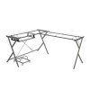Dazenus 62 Inch Glass Top L-Shaped Computer Desk (Silver)