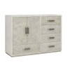 Stone-Textured 5 Drawer Accent Cabinet with Doors