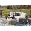 Calworth Outdoor Curved Loveseat Set w/ Ottoman
