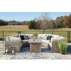 Calworth Modular Outdoor Sectional Set w/ Beachcroft Fire Pit Table