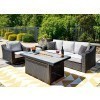 Beachcroft Outdoor Seating Set w/ Fire Pit Table (Black and Light Gray)
