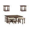 Wynton Square Occasional Table Set w/ 4 Nesting Stools