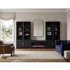 The Cove Seal Skin Black Bookcase Wall with Fireplace Cabinet