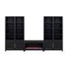 The Cove Seal Skin Black Bookcase Wall with Fireplace Cabinet