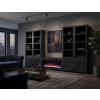 The Cove Seal Skin Black Bookcase Wall with Fireplace Cabinet