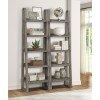 Tempe Pair of Etagere Bookcases (Grey Stone)