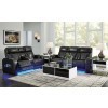 Boyington Black Power Reclining Living Room Set w/ Air Massage System and Heating