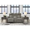 Backtrack Gray Power Reclining Console Loveseat w/ Adjustable Headrests