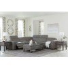 Texline Gray Power Reclining Sectional Set w/ Adjustable Headrests