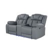 U7069 Grey Power Reclining Console Loveseat w/ LED and Immersive Sound