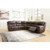 Dunleith Chocolate Power Reclining Sectional w/ Adjustable Headrests