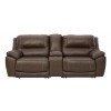 Dunleith Chocolate Power Reclining Console Loveseat w/ Adjustable Headrests
