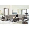 Dunleith Gray Power Reclining Sectional Set w/ Adjustable Headrests