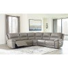 Dunleith Gray Power Reclining Sectional w/ Adjustable Headrests