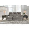 The Man-Den Gray Power Reclining Sofa w/ Adjustable Headrests
