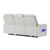 U8611 Blanche Silver Power Reclining Sofa w/ Drop-Down Table, Power Headrests and LED
