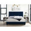 Coyote Queen Upholstered Bed w/ Two Nightstands (Navy)
