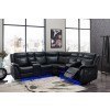UM02 Blanche Black Power Reclining Sectional w/ LED Lighting