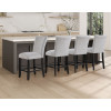 Artemis Black Base White Marble Counter Height Dining Set w/ Gray Chairs