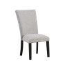 Artemis Black Base White Marble Dining Room Set w/ Gray Chenille Chairs