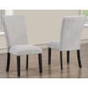 Artemis Black Base White Marble Dining Room Set w/ Gray Chenille Chairs